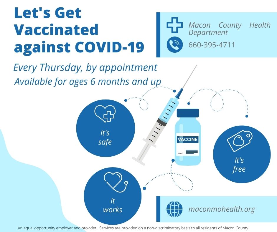 COVID-19 vaccinations are available every Thursday by appointment